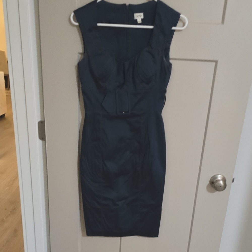 Cache Black Sleeveless Square Neck Midi Dress
